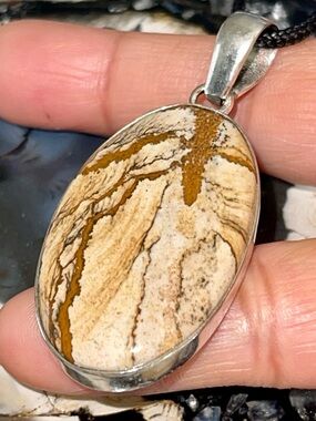 Earthy Brown Picture Jasper Pendant 2 1/2”